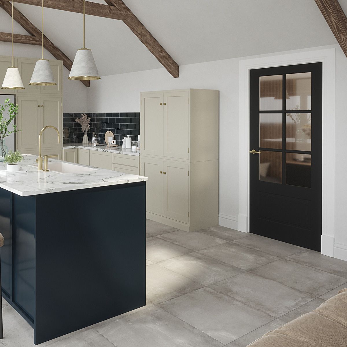 dover marina 1p6l glazed white primed door in kitchen