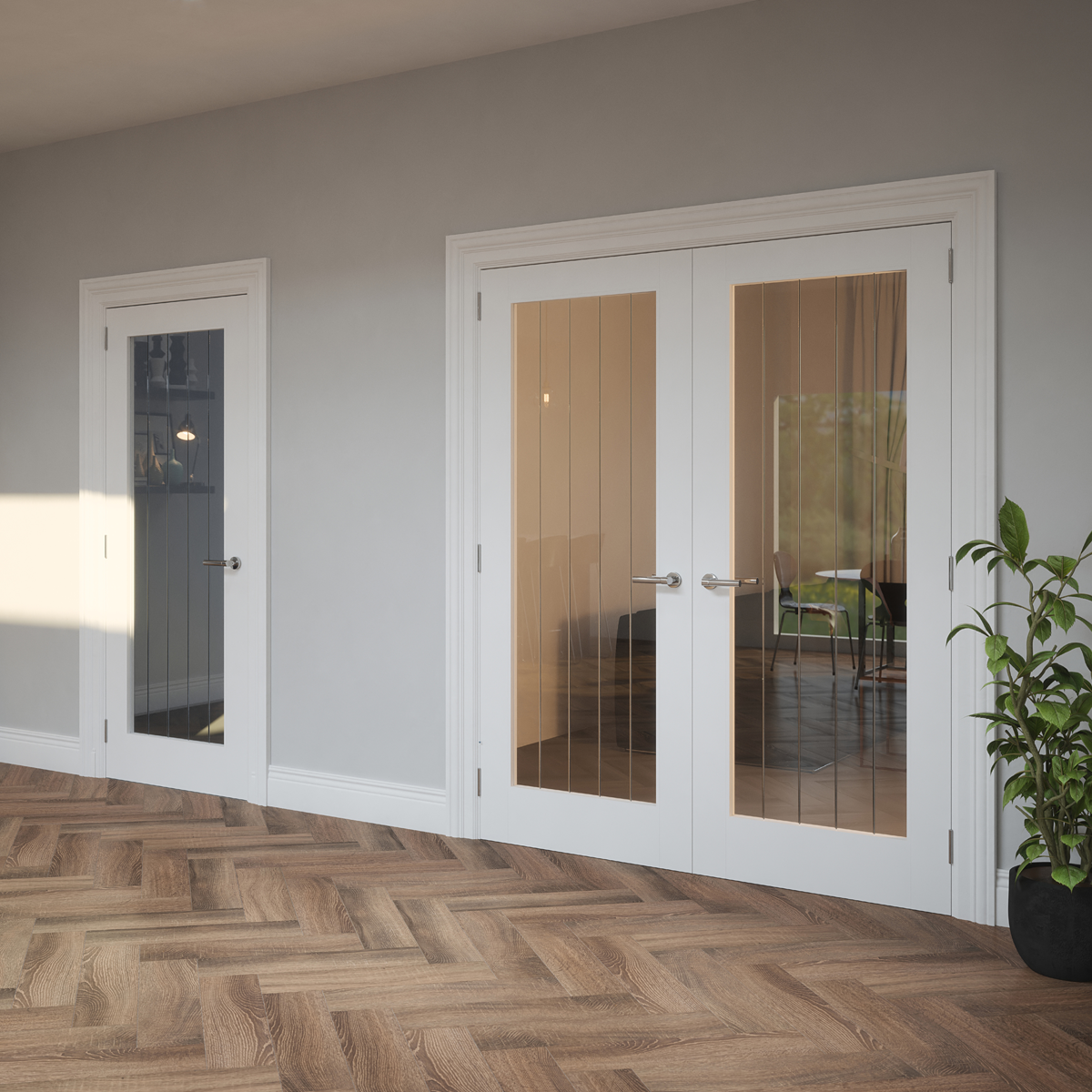 boston primed door crystal cut glazed in living room