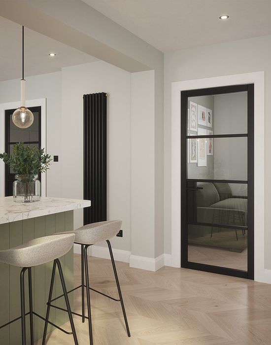 portland 4 lite clear glazed door black in kitchen 4