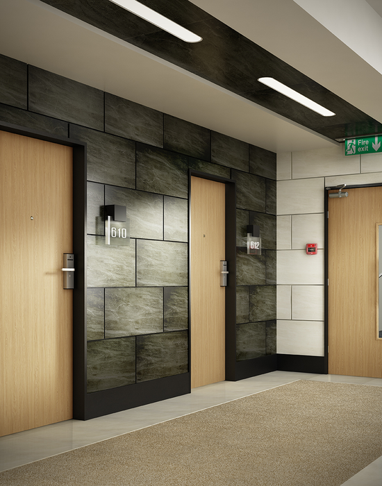 flush oak veneer match fd30 fs door in hall