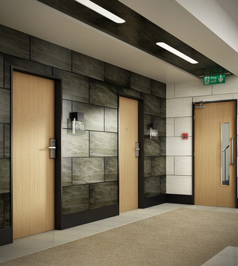 Flush Oak Veneer Match FD30 18G Glazed Door flush oak veneer match fd30 fs door in hall