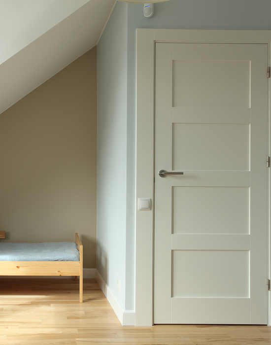 kirkland primed shaker 4 panel door in attic