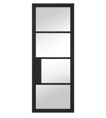 Portland 4-Lite Clear Glazed Door Black portland 4 lite clear glazed door black
