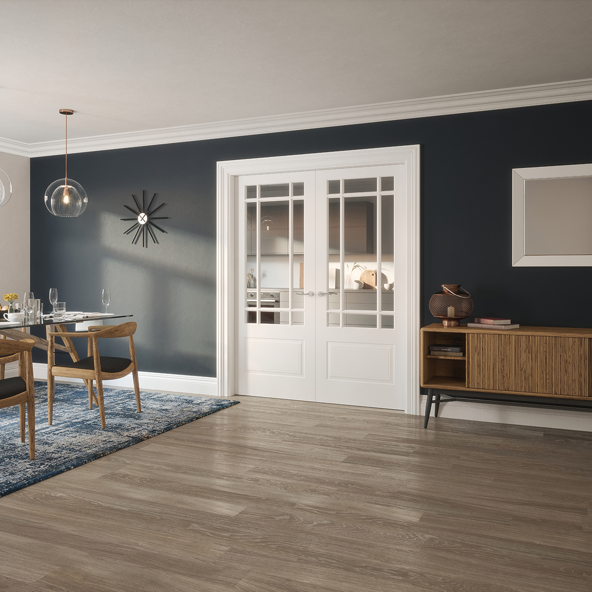 dover templar 1p9l glazed white primed door in living room