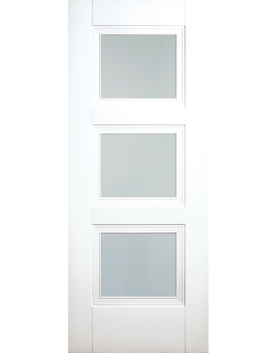 franklin white primed 3 panel frosted glazed door