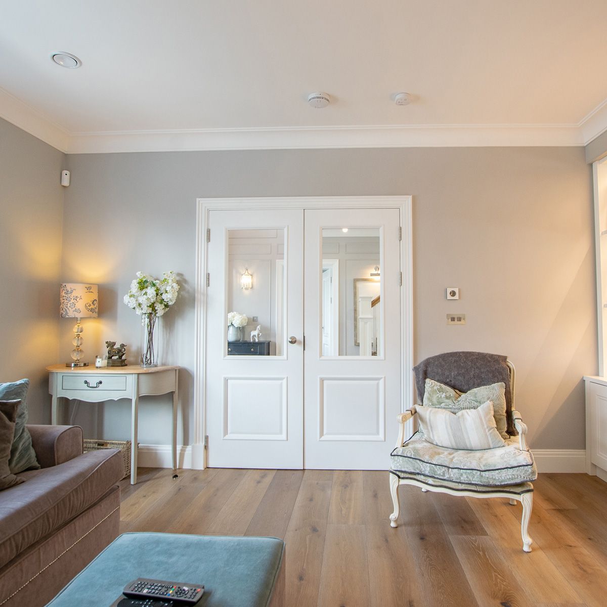 monroe primed 2 panel bolection door clear glazed in living room 3