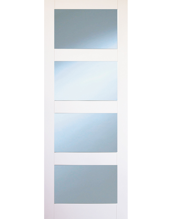 kirkland primed shaker 4 panel clearglass door