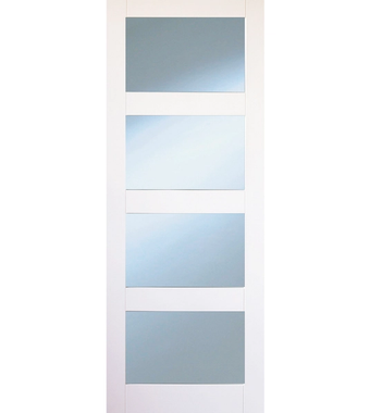 Kirkland Primed Shaker 4-Panel Clearglass Door kirkland primed shaker 4 panel clearglass door