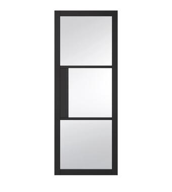 Seattle 3-Lite Clear Glazed Door Black seattle 3 lite clear glazed door black
