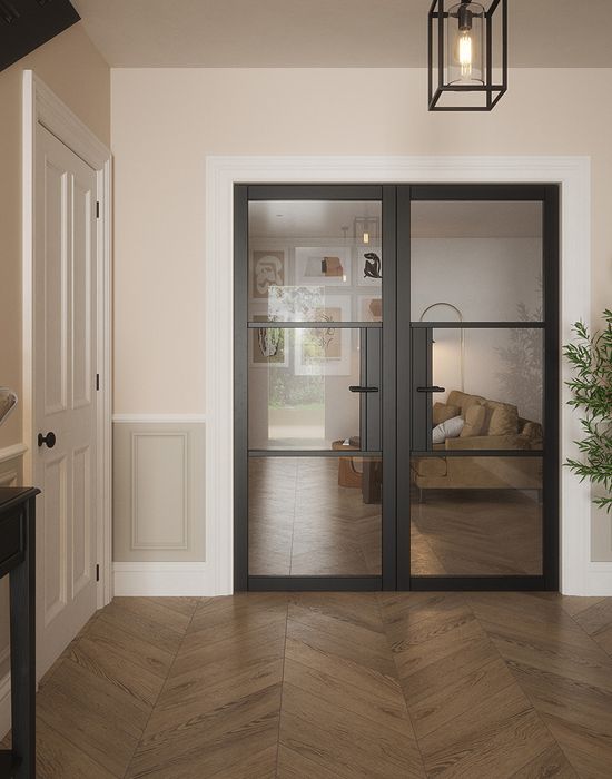 seattle 3 lite clear glazed door black in hall 3
