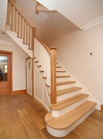 Curved Oak Cut String Stairs Curved string with oak treads