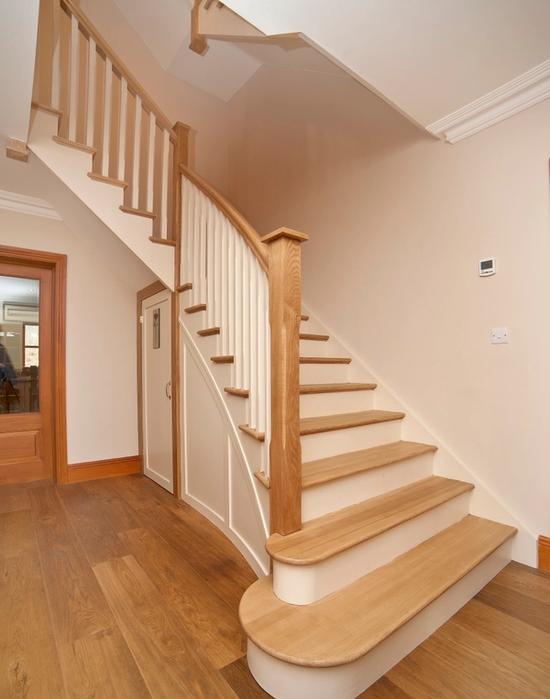 Curved string with oak treads