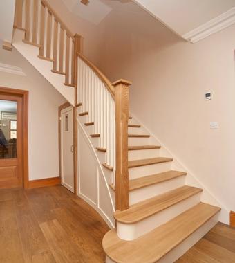 Curved Oak Cut String Stairs  Curved string with oak treads