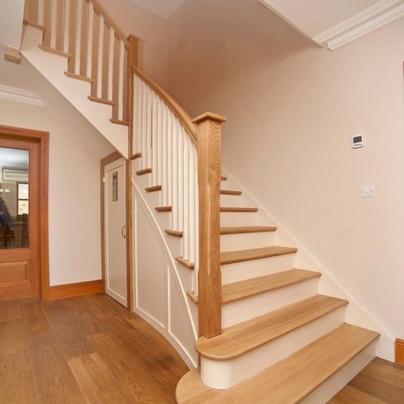 Curved string with oak treads