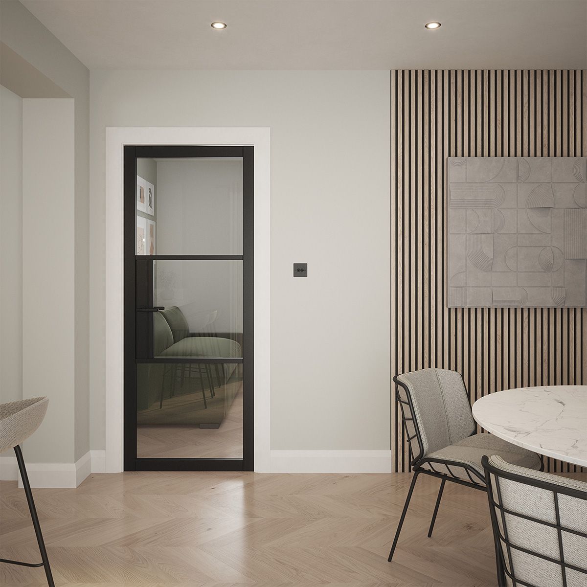 seattle 3 lite clear glazed door black in kitchen 3