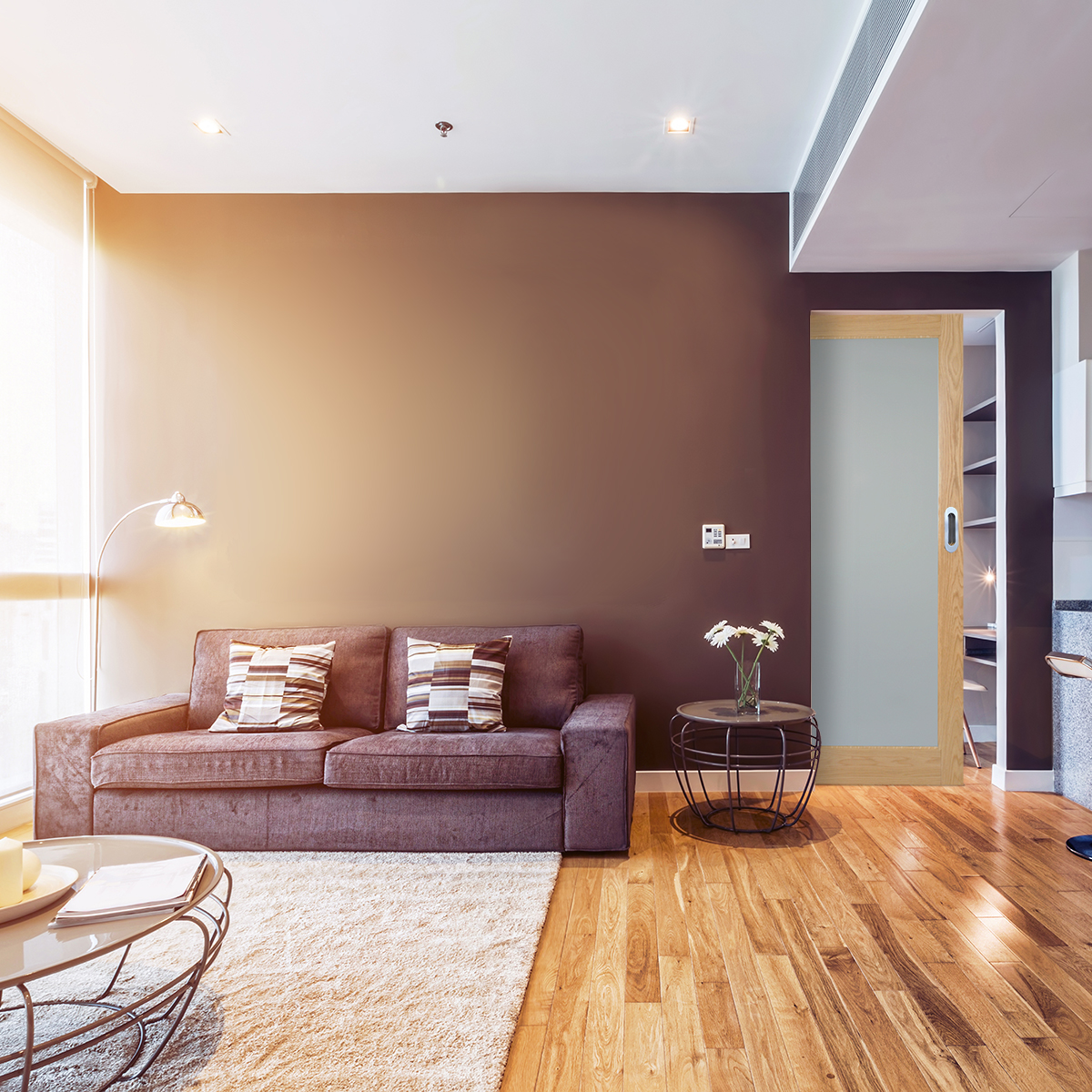 rushmore oak etchglass clear border pre finished in living room