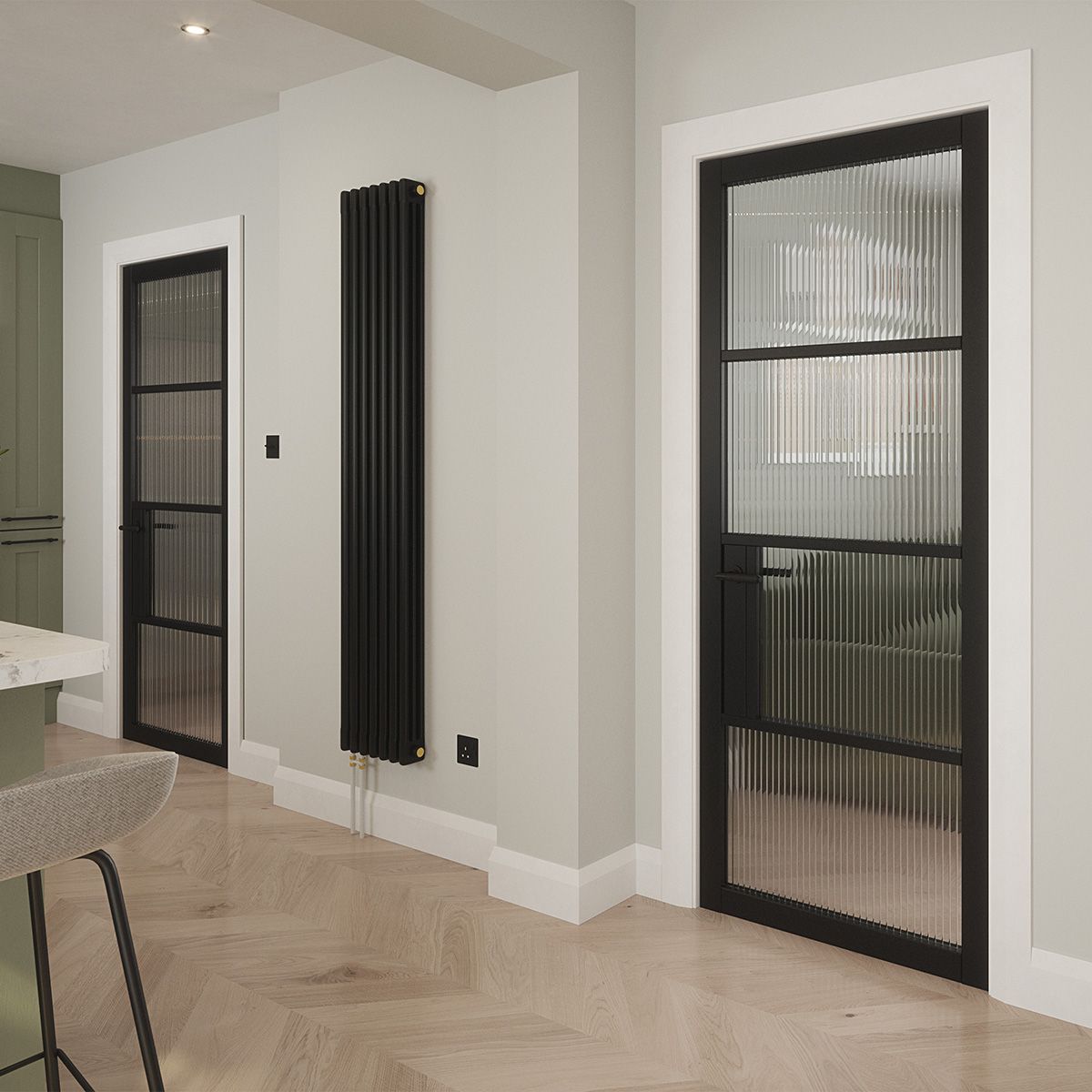 portland 4 lite reeded glazed door in kitchen 2
