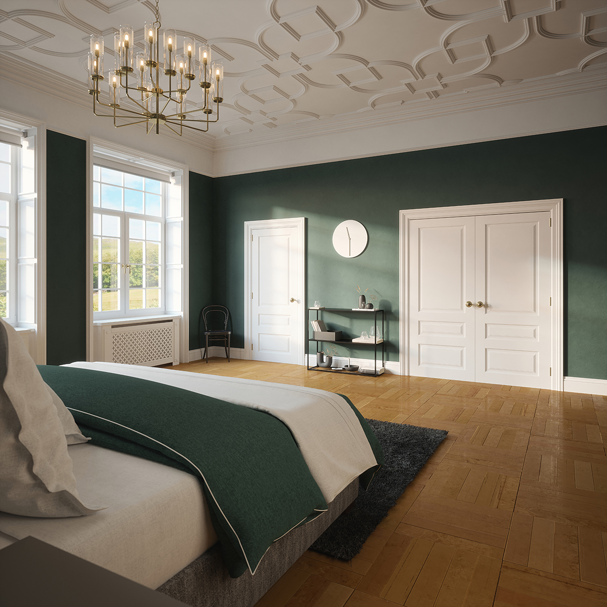 belmont 3 panel white primed door in bedroom