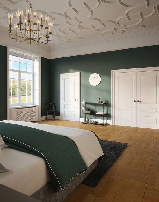 belmont 3 panel white primed door in bedroom