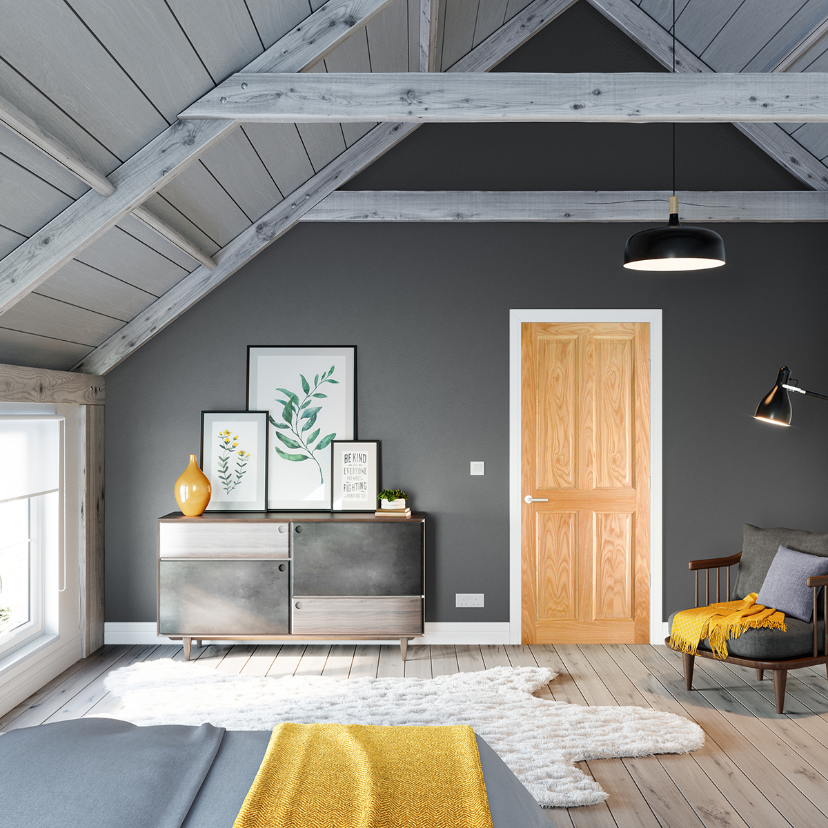 lawrence pre finished oak 4 panel engd door in attic