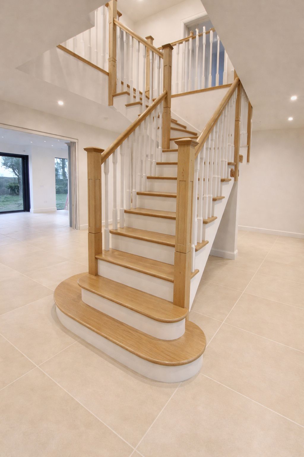 softwood cut string stairs oak