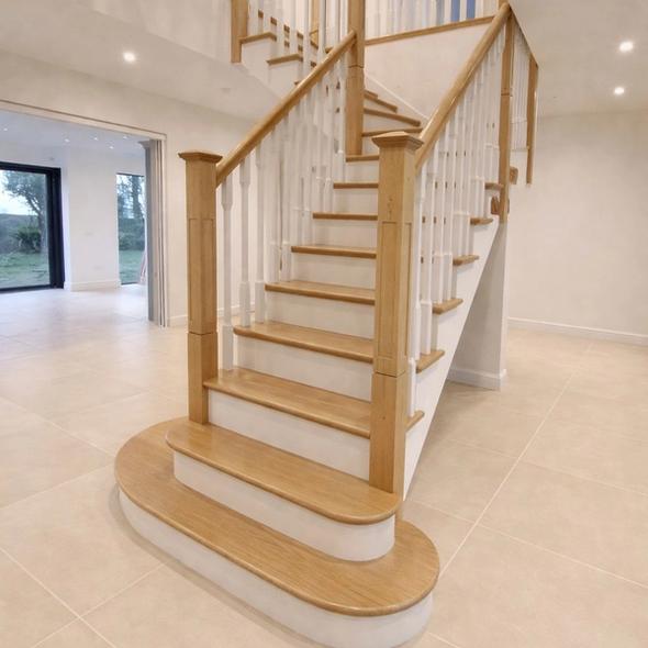 softwood cut string stairs oak