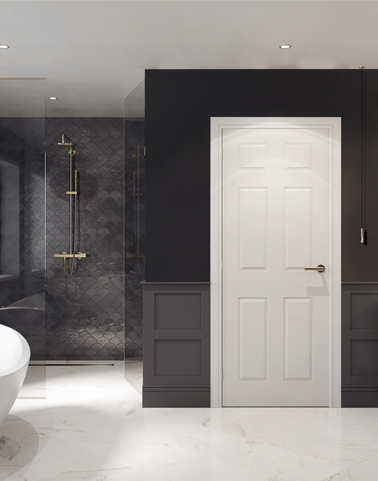 carrick moulded 6 panel smooth door in bathroom