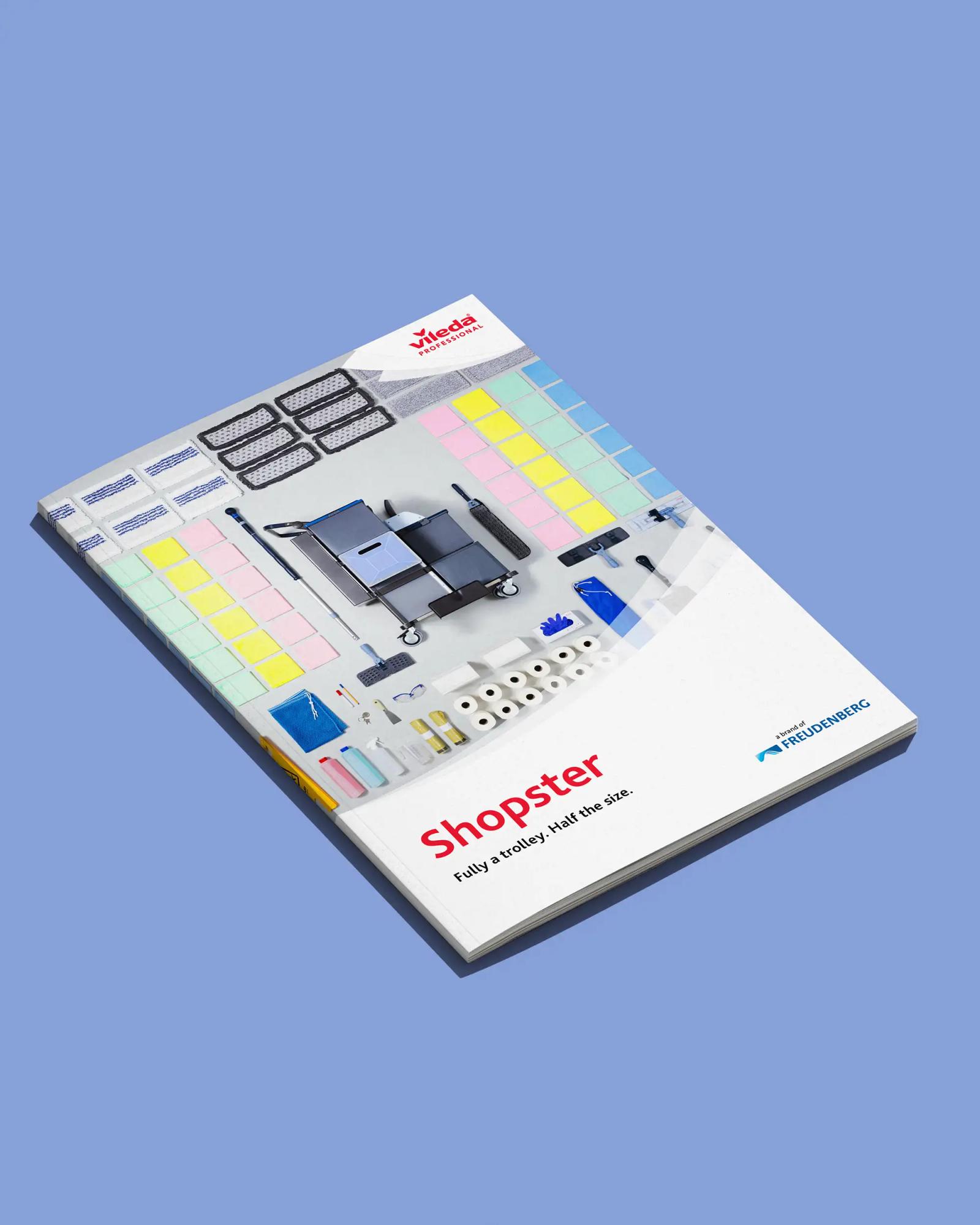 Shopster product catalogue cover with the full trolley system laid out
