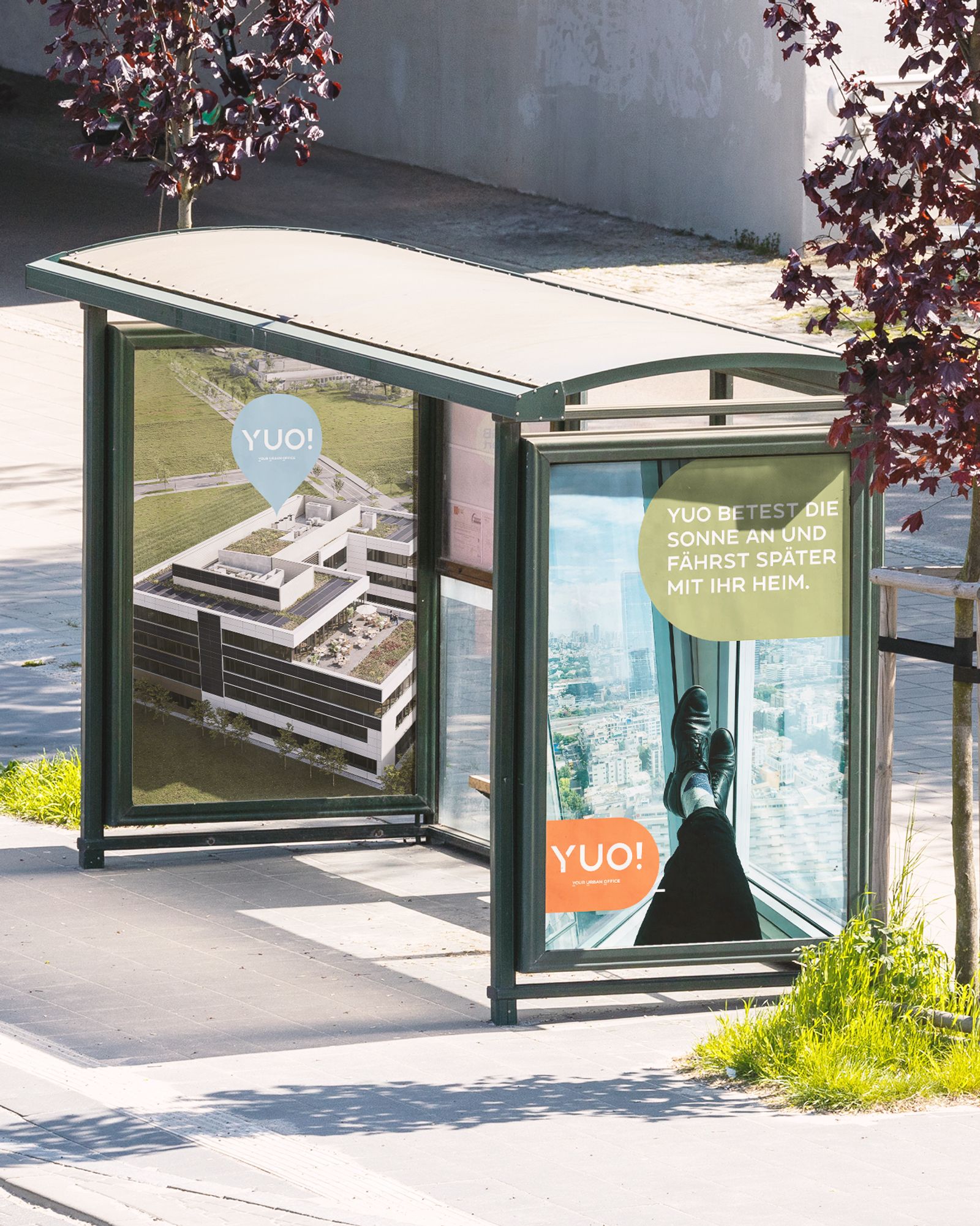 Bus-stop posters for YUO! showing the Koblenz office building