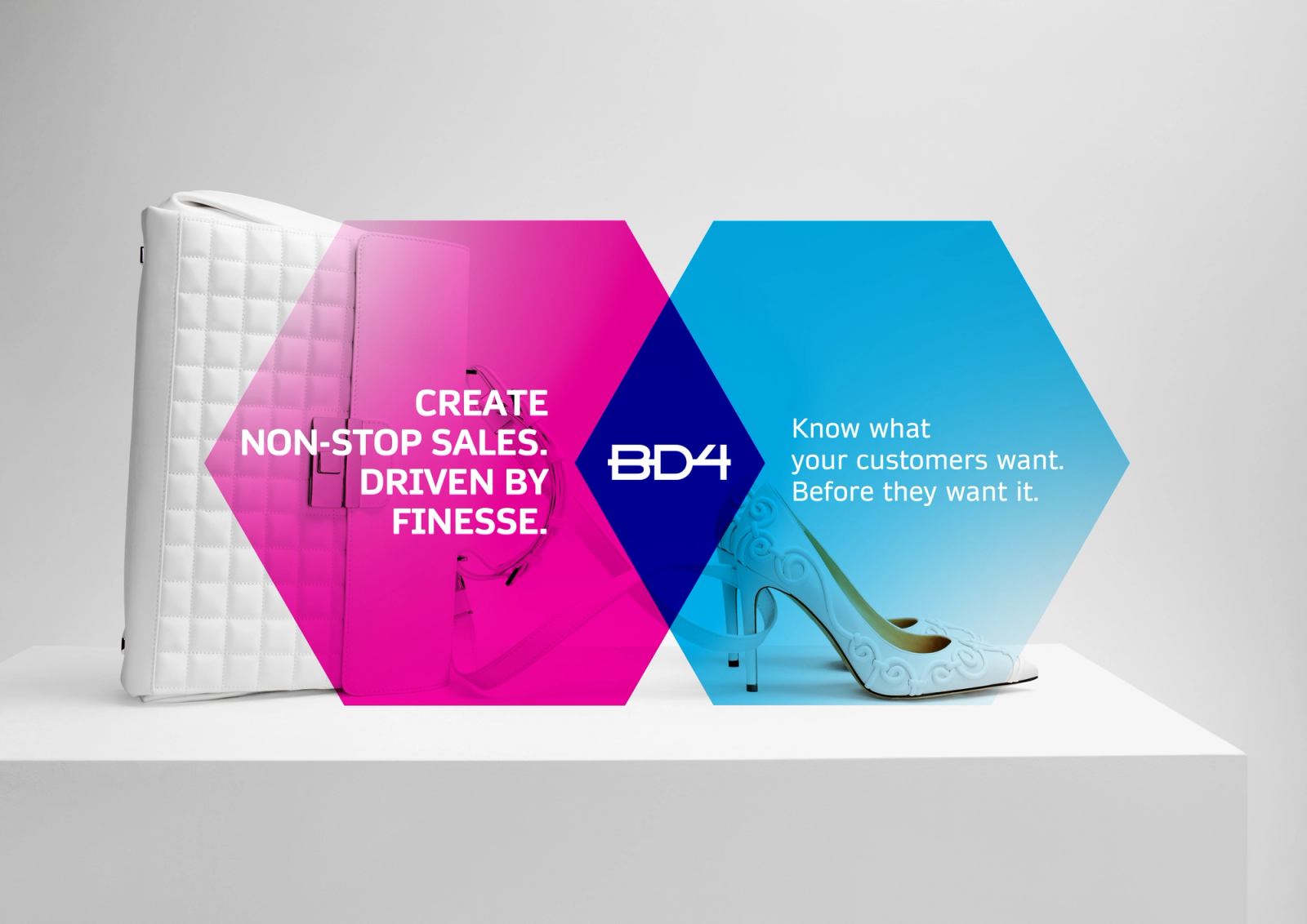 Hexagon campaign visual “Create non-stop sales. Driven by finesse.” for retail