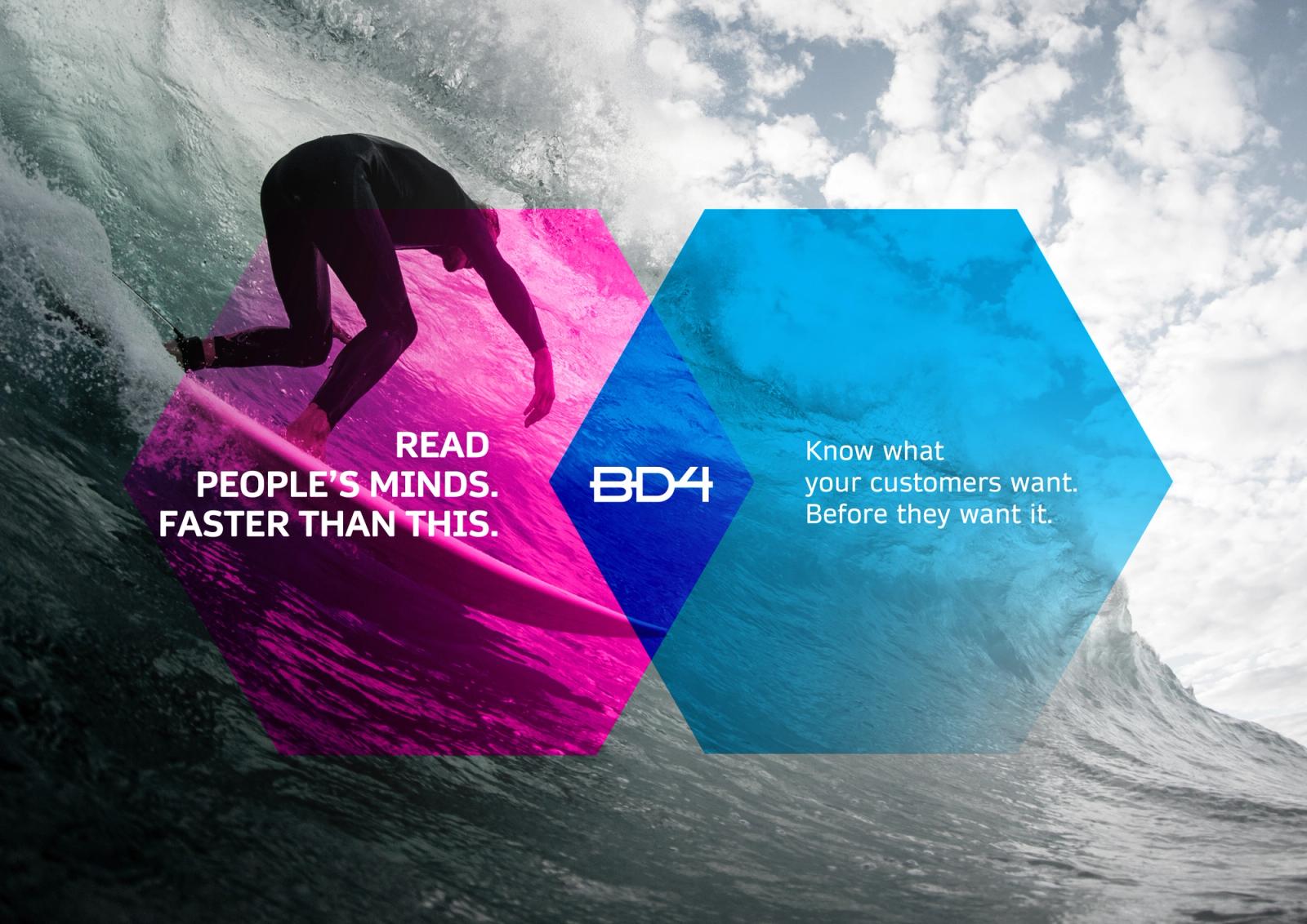 Hexagon campaign visual “Read people’s minds. Faster than this.” for travel