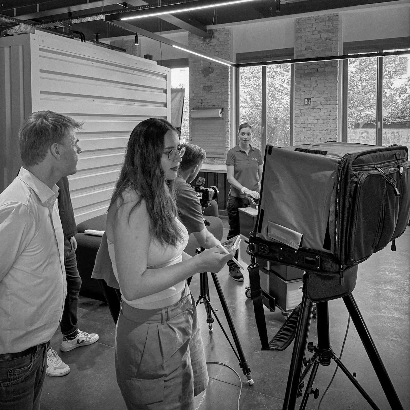 Behind the scenes: crew and camera on the Shopster photo shoot