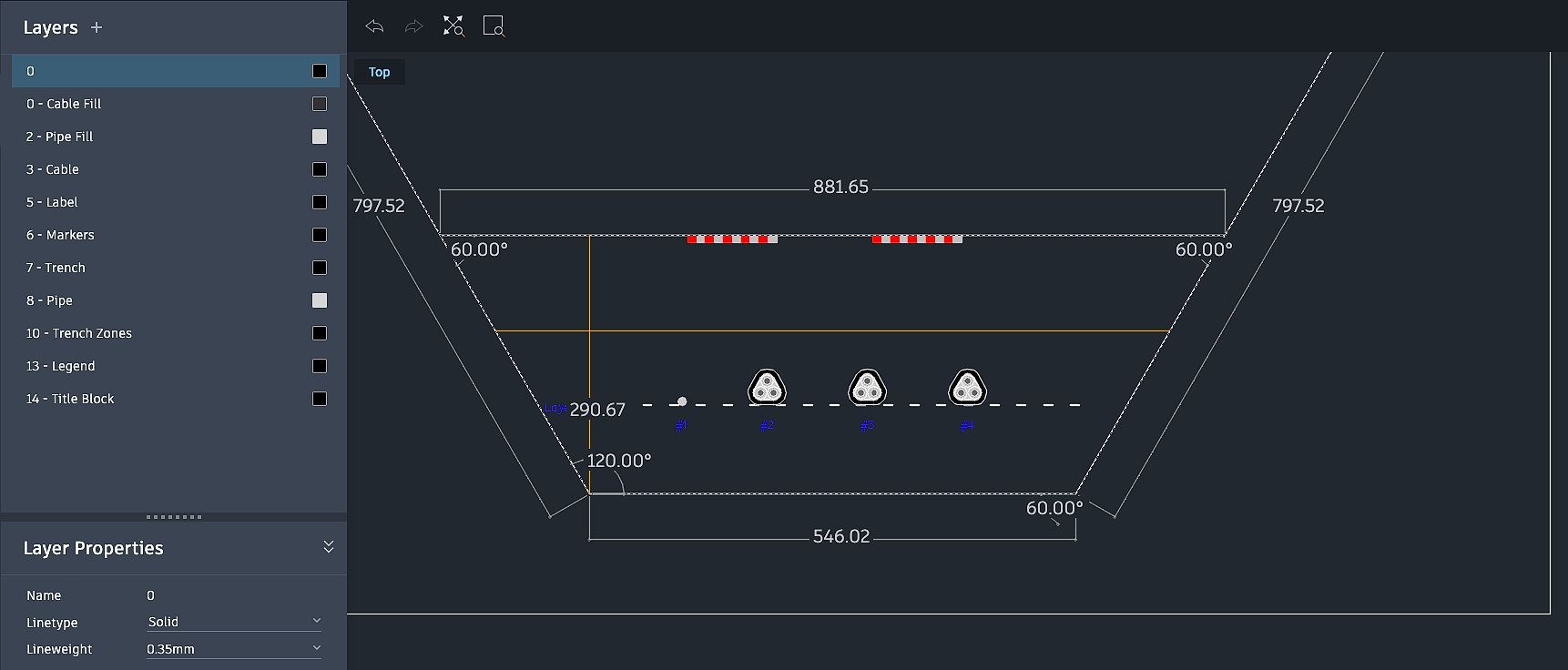Skjermbilde av grøftesnitt