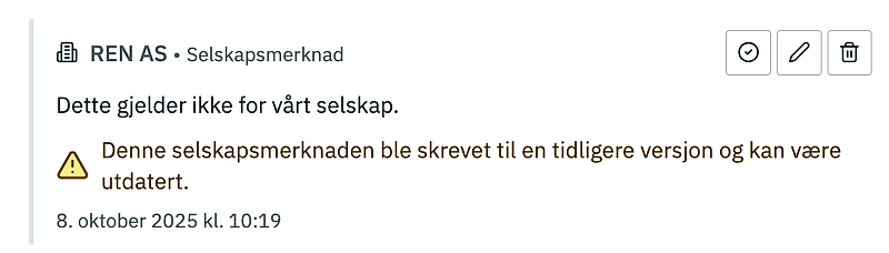 Illustrasjon som viser en uhåndtert selskapsmerknad