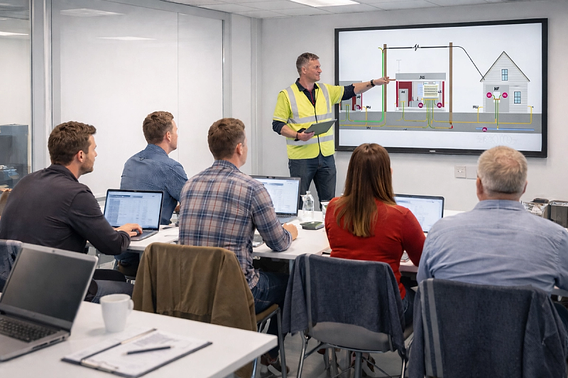 Bildet viser klasseromsundervisning med deltakere og foredragsholder