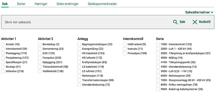 Skjermbilde av RENblad-søk
