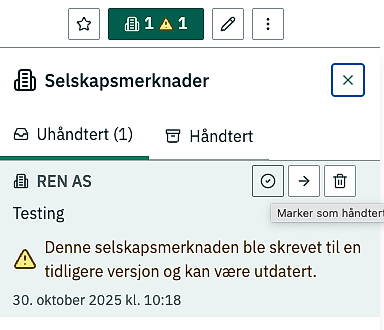 Illustrasjon som viser hvordan en håndterer en selskapsmerknad