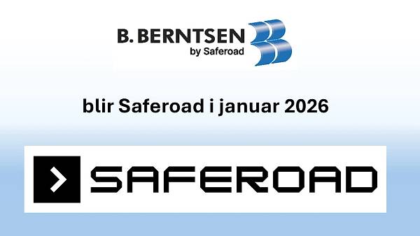 Annonse viser viser tekst som forteller at bberntsen blir Saferoad fra 01.01.2026