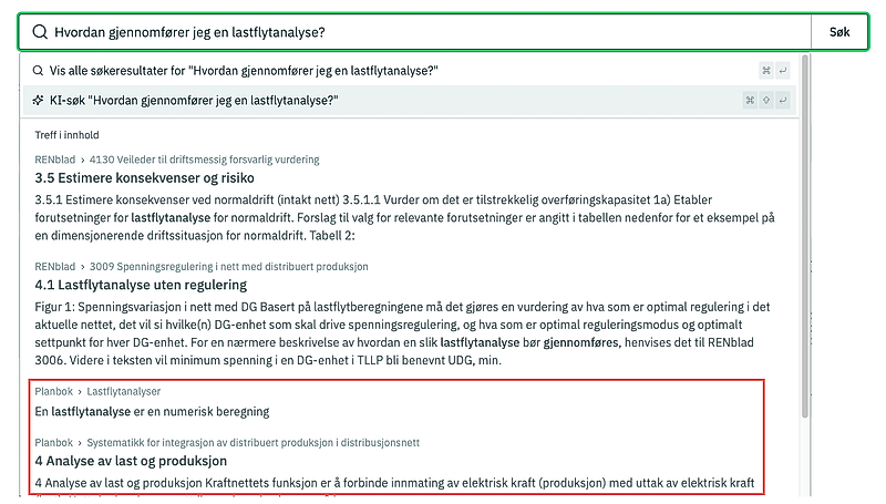 Skjermbilde fra Min side hvor hurtigsøk og KI-søk vises.