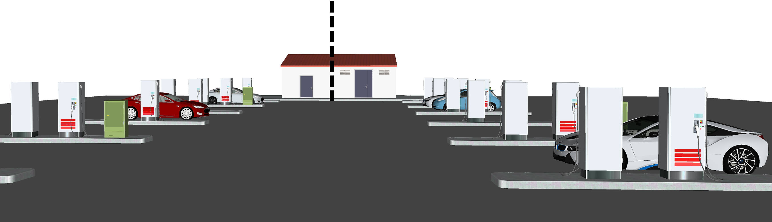 Illustrasjon viser ladestasjoner for biler