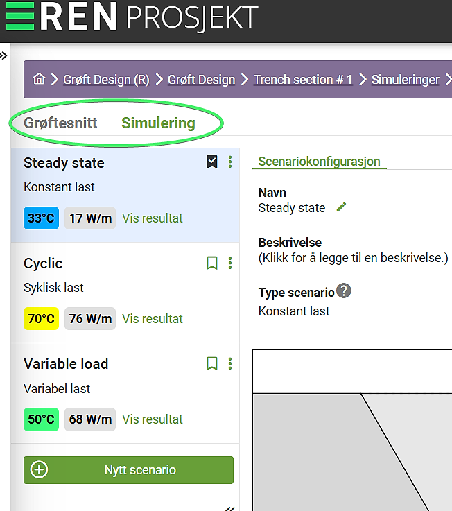 Bildet viser simulering i de to nye fanene