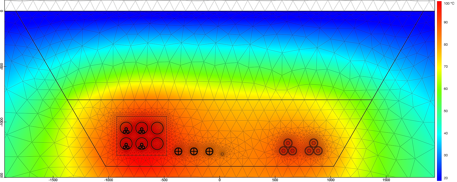 Skjermbilde av simulering i verktøyet Grøft