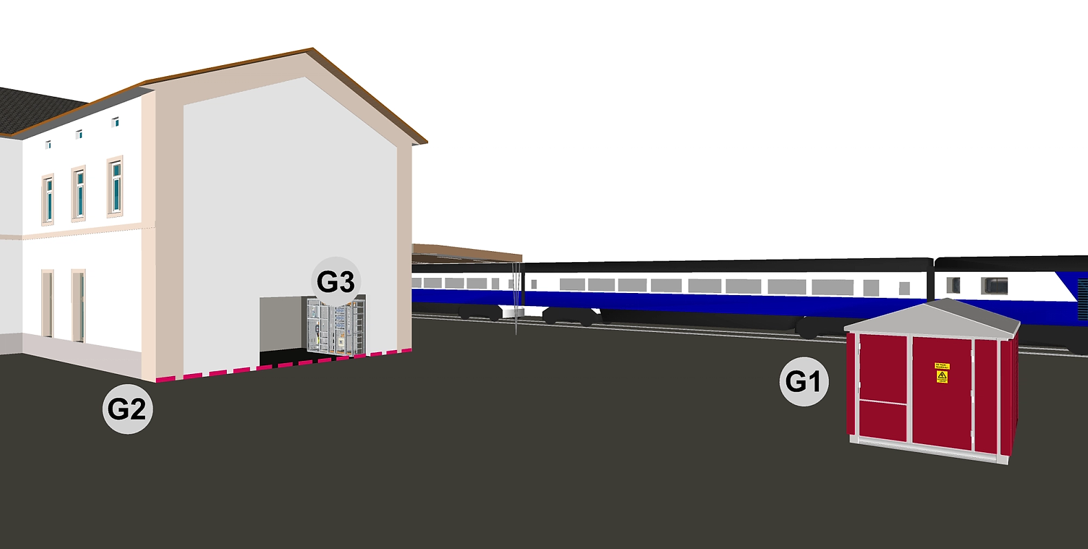 Illustrasjon på forsyning av hovedfordeling fra nettstasjon