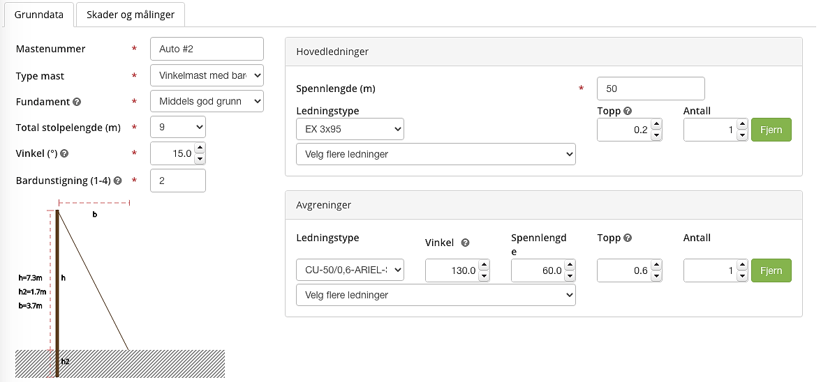 Registrering av inndata i LS-mast