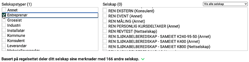 Skjermopptak som viser hvordan man deler selskapsmerknader med underleverandører
