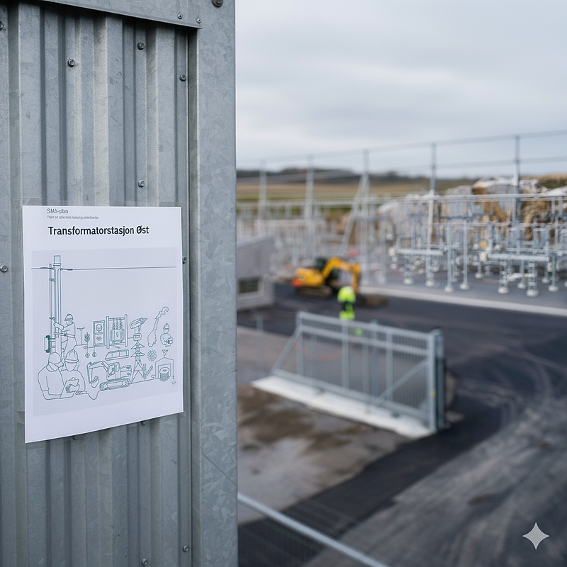 Bilde viser gravemaskin som river et bygg.