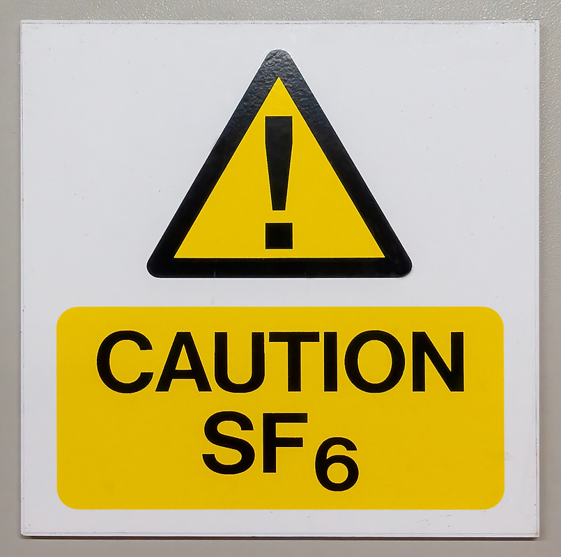 Caution Sulphur Hexafluoride sign