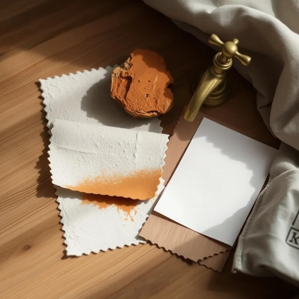 Materiaux de renovation, chaux, pierre, chene, laiton
