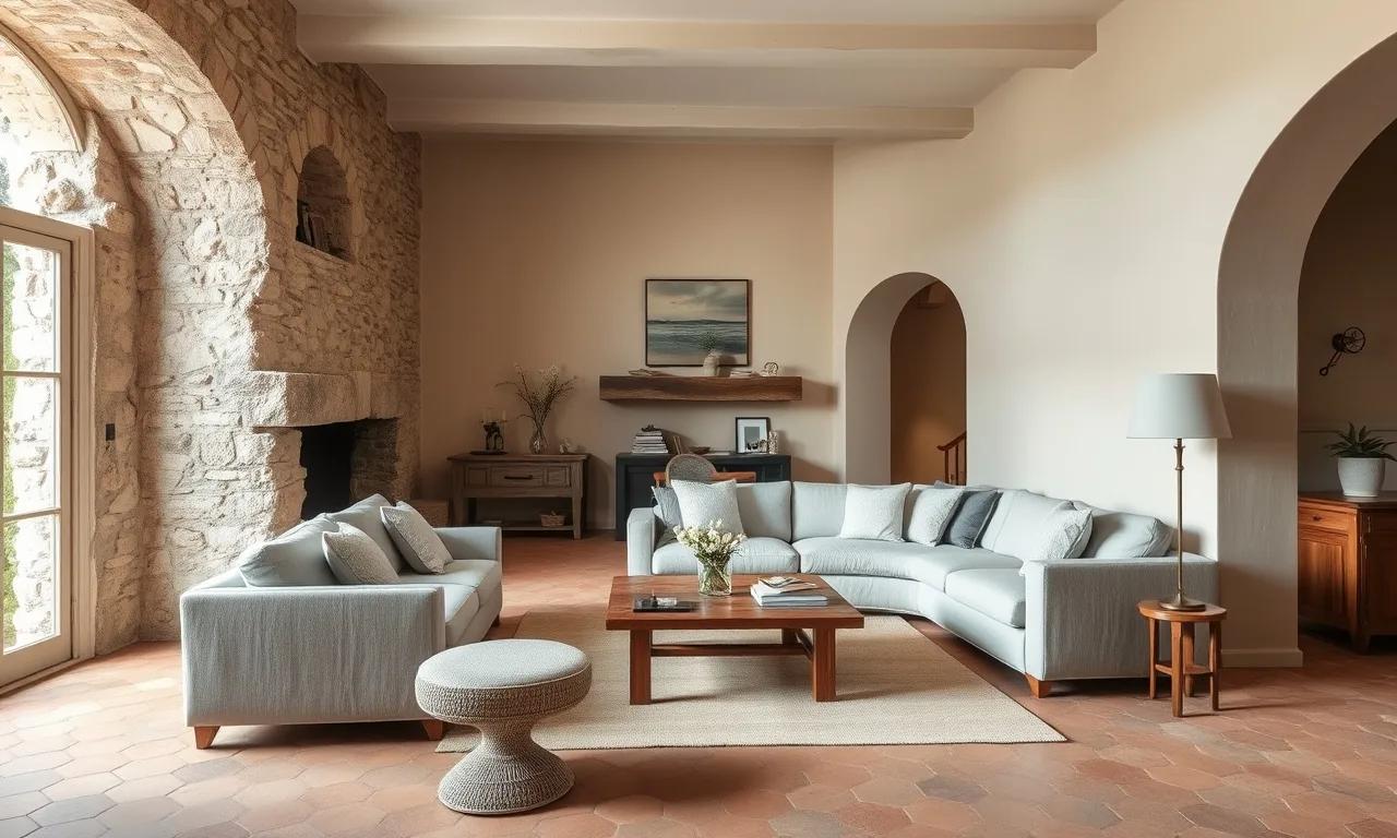 Salon rénové d'inspiration dans une bastide en pierre, Valbonne