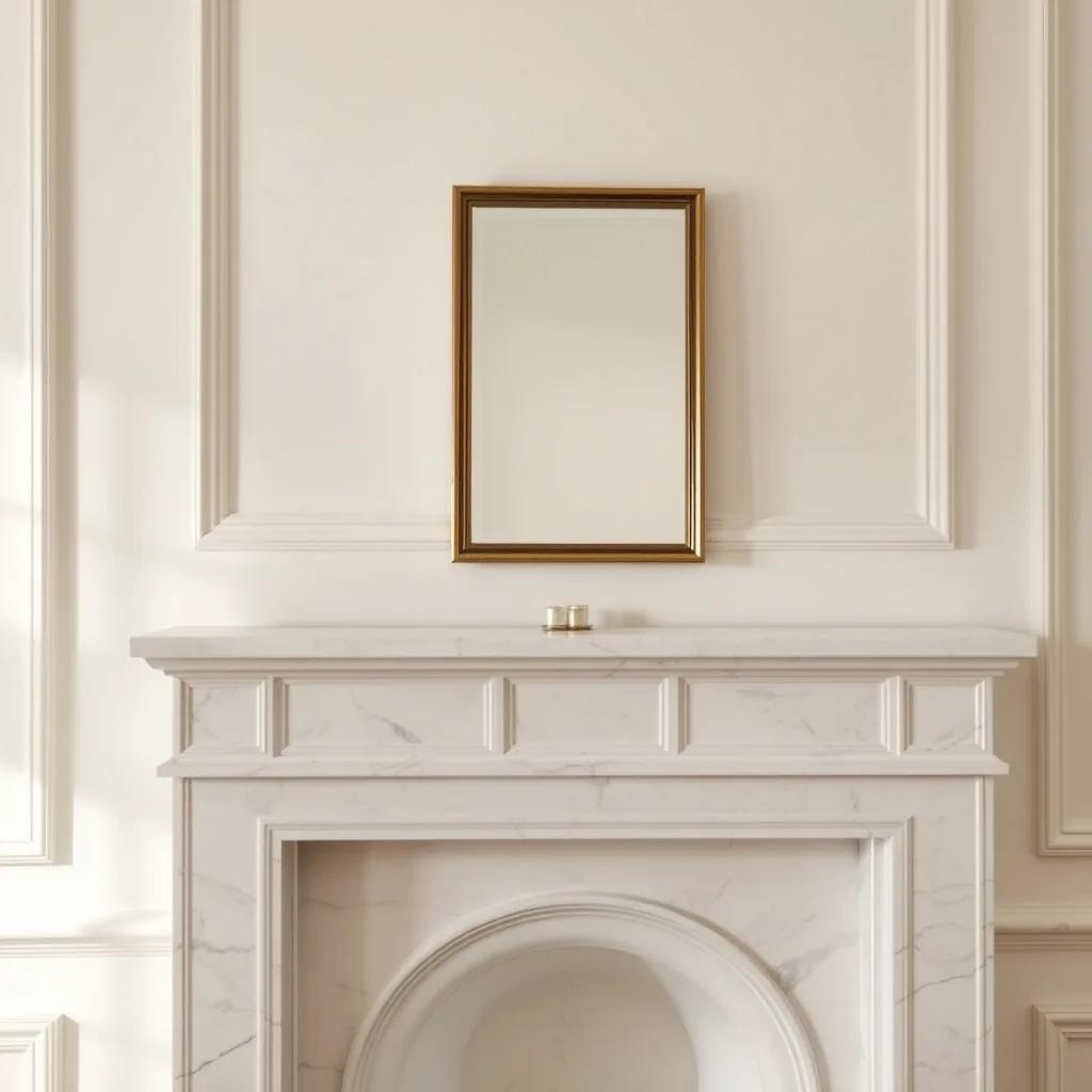 Restored white marble fireplace with a simple mirror in a Belle Époque interior, Alpes-Maritimes (inspirational image)